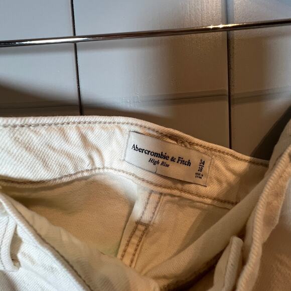 Abercrombie & Fitch High Waist Cream Denim Slit Front Skirt Size 34 NEW - Picture 3 of 7